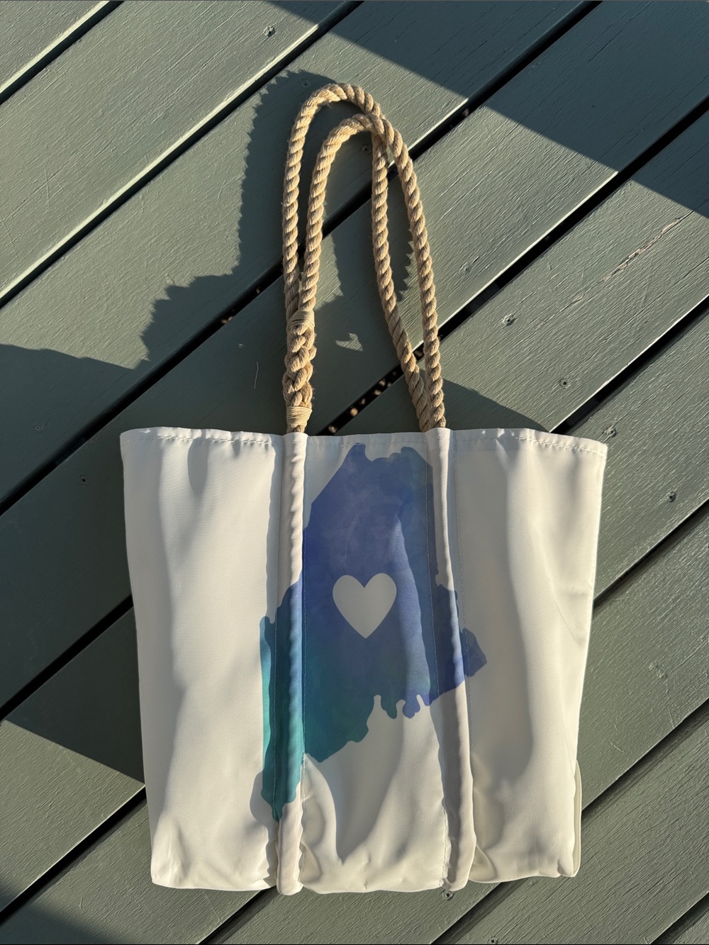 Sea Bags Medium Tote with Watercolor Maine Heart - Picture 2 of 6